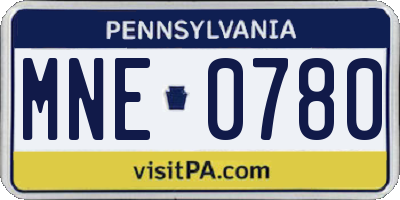 PA license plate MNE0780