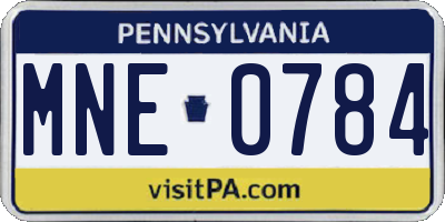 PA license plate MNE0784
