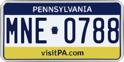 PA license plate MNE0788