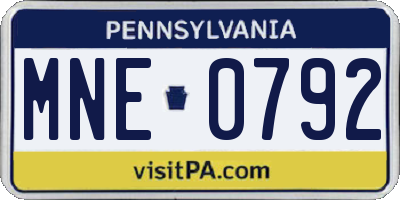 PA license plate MNE0792