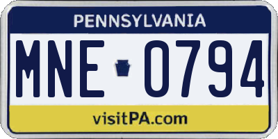 PA license plate MNE0794