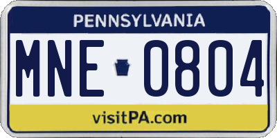 PA license plate MNE0804