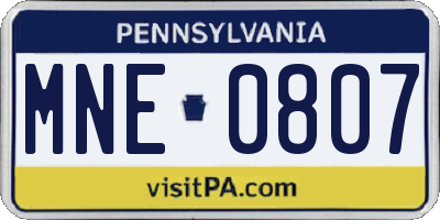 PA license plate MNE0807