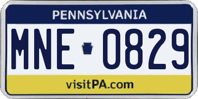 PA license plate MNE0829