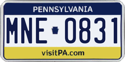 PA license plate MNE0831