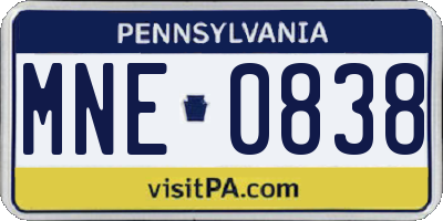 PA license plate MNE0838