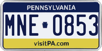 PA license plate MNE0853