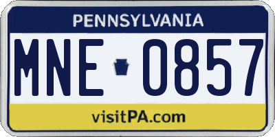 PA license plate MNE0857