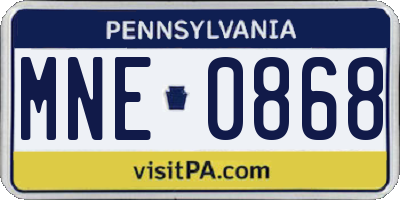 PA license plate MNE0868