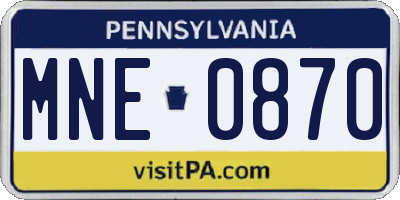 PA license plate MNE0870