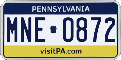 PA license plate MNE0872
