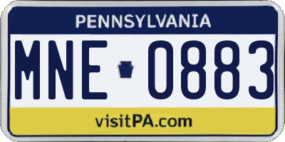 PA license plate MNE0883
