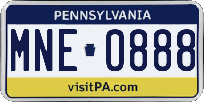 PA license plate MNE0888