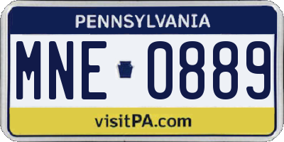 PA license plate MNE0889