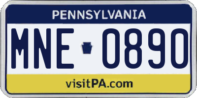 PA license plate MNE0890