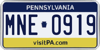 PA license plate MNE0919