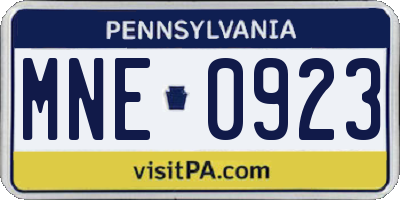 PA license plate MNE0923