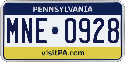 PA license plate MNE0928