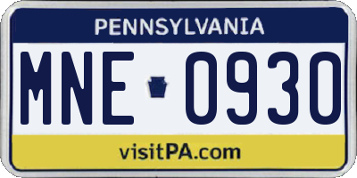 PA license plate MNE0930