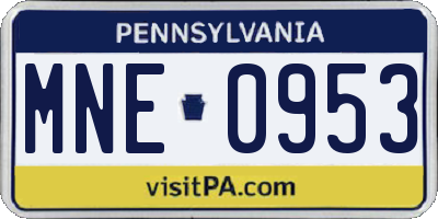 PA license plate MNE0953