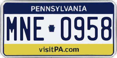 PA license plate MNE0958