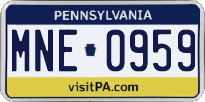 PA license plate MNE0959