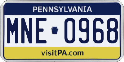 PA license plate MNE0968