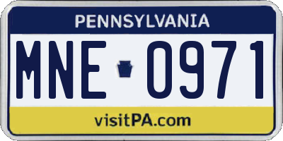 PA license plate MNE0971