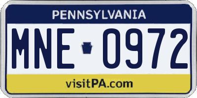 PA license plate MNE0972
