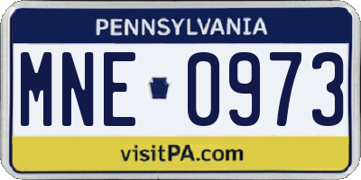PA license plate MNE0973