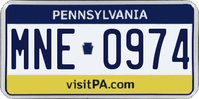 PA license plate MNE0974