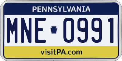 PA license plate MNE0991