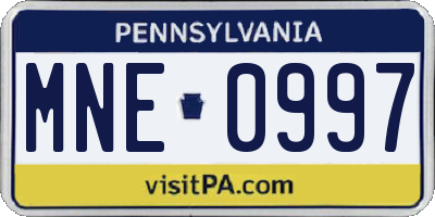 PA license plate MNE0997