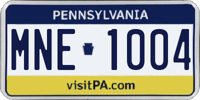 PA license plate MNE1004
