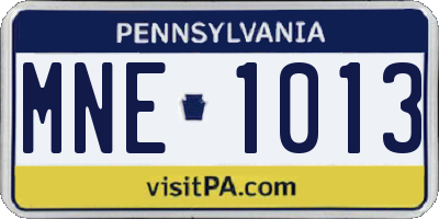 PA license plate MNE1013