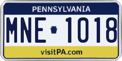 PA license plate MNE1018