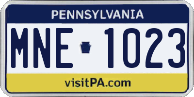 PA license plate MNE1023