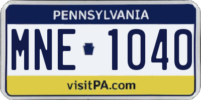 PA license plate MNE1040