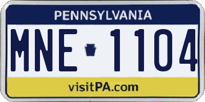PA license plate MNE1104