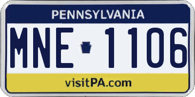 PA license plate MNE1106
