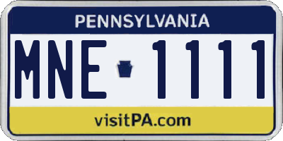 PA license plate MNE1111