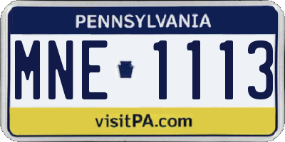 PA license plate MNE1113