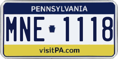 PA license plate MNE1118