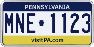 PA license plate MNE1123