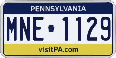 PA license plate MNE1129