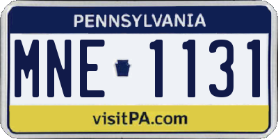 PA license plate MNE1131