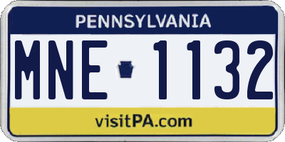 PA license plate MNE1132