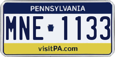 PA license plate MNE1133