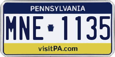 PA license plate MNE1135