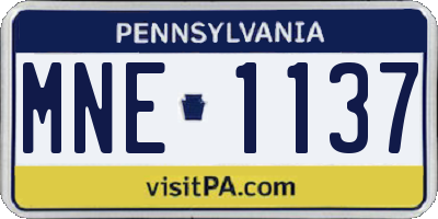 PA license plate MNE1137